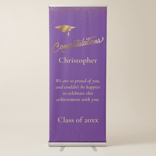 Congratulations Graduate Class of Gold on Purple Retractable Banner