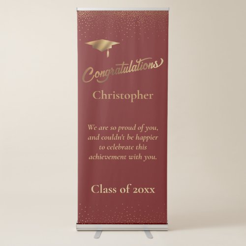 Congratulations Graduate Class of Gold on Red Retractable Banner