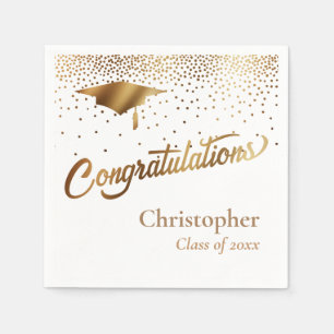 Congratulations Graduate, Class of Gold on White Napkins