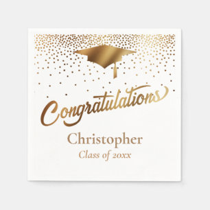 Congratulations Graduate, Class of Gold on White Napkins