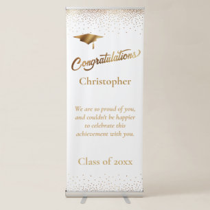 Congratulations Graduate, Class of Gold on White Retractable Banner