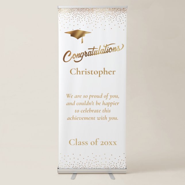 Congratulations Graduate, Class of Gold on White Retractable Banner (Front)
