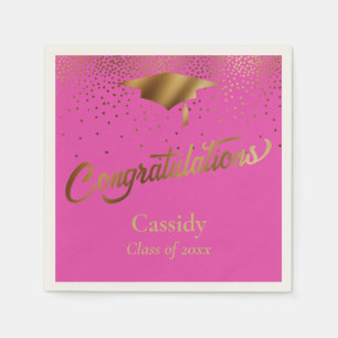 Congratulations Graduate, Class of Gold & Pink Napkins