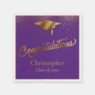 Congratulations Graduate, Class of Gold & Purple Napkins