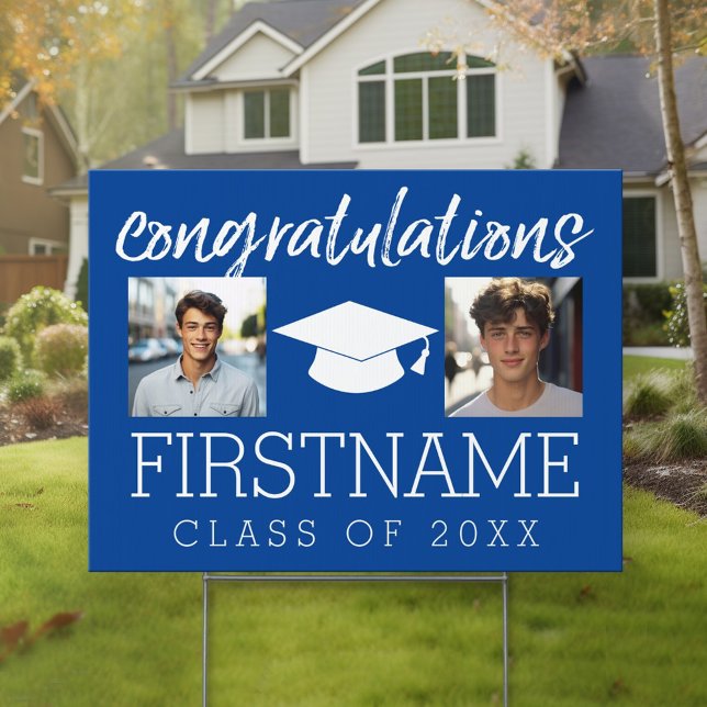 Congratulations Graduate Class of Graduation blue Sign (Graduation Yard Sign - Personalize for a party and the Grad)