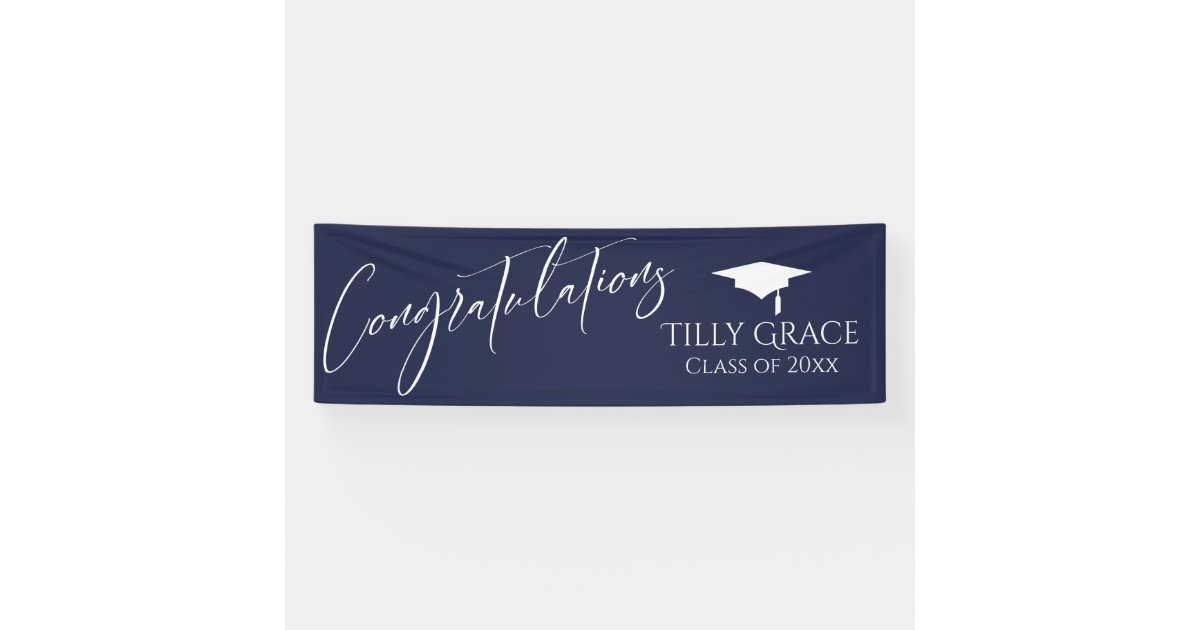 Congratulations Graduate Class of Navy Blue Banner | Zazzle