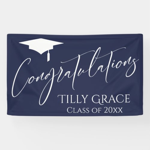 Congratulations Graduate Class of White on Navy Banner
