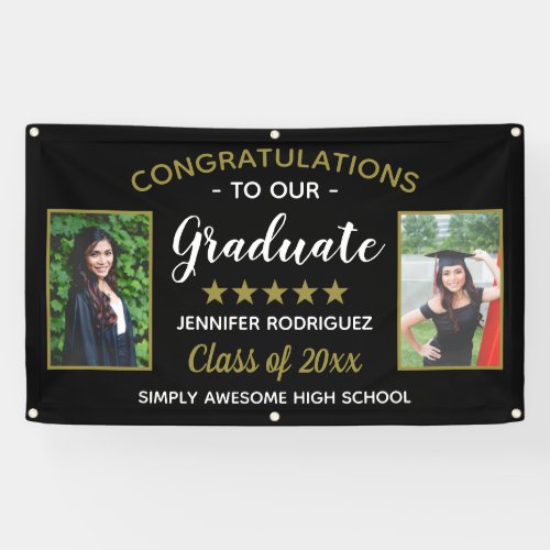 Congratulations Graduate Custom 2 Photo Graduation Banner