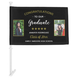 Congratulations Graduate Custom 2 Photo Graduation Car Flag