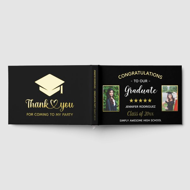 Congratulations Graduate Custom 2 Photo Graduation Foil Guest Book (Full)