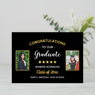 Congratulations Graduate Custom 2 Photo Graduation Foil Invitation