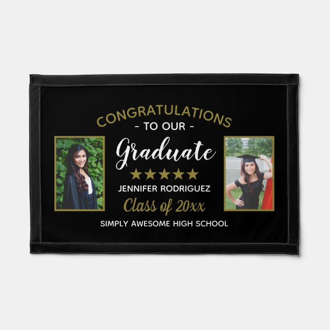 Congratulations Graduate Custom 2 Photo Graduation Pennant (Front)