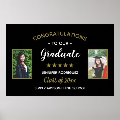 Congratulations Graduate Custom 2 Photo Graduation Poster