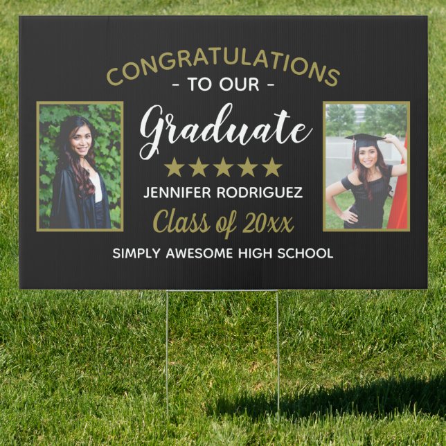 Congratulations Graduate Custom 2 Photo Graduation Sign (Insitu)