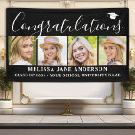Congratulations Graduate Custom 4 Photo Graduation Banner<br><div class="desc">Celebrate your academic achievements with our personalized graduation banner featuring a stunning photo collage of four of your most cherished memories. Adorned with the text 'Congratulations' in elegant script, this banner is the perfect addition to your high school, college, or university graduation party. Congratulate the graduate in style with our...</div>
