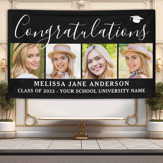 Congratulations Graduate Custom 4 Photo Graduation Banner (Creator Uploaded)