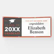 Congratulations Graduate Custom Banner Orange Gray