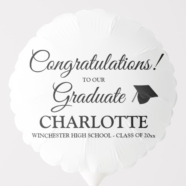 Congratulations graduate custom black script text balloon (Front)