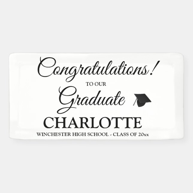 Congratulations graduate custom black script text banner (Horizontal)