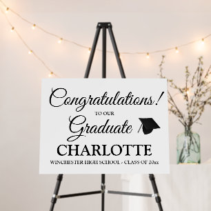 Congratulations graduate custom black script text foam board
