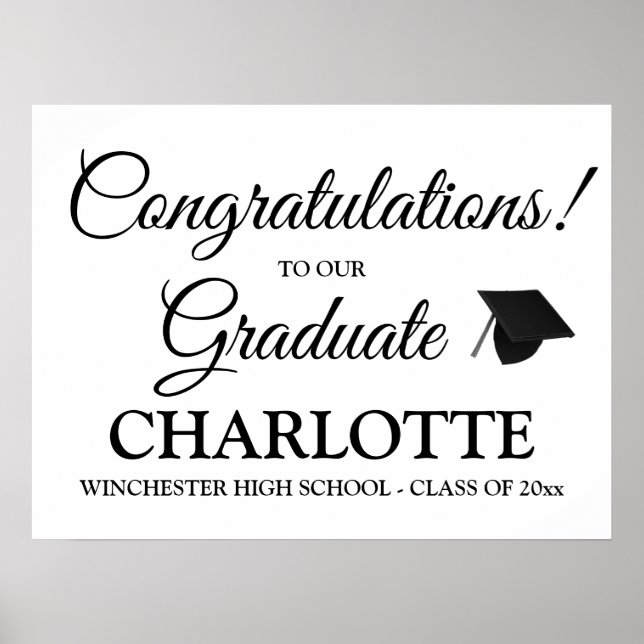 Congratulations graduate custom black script text poster (Front)