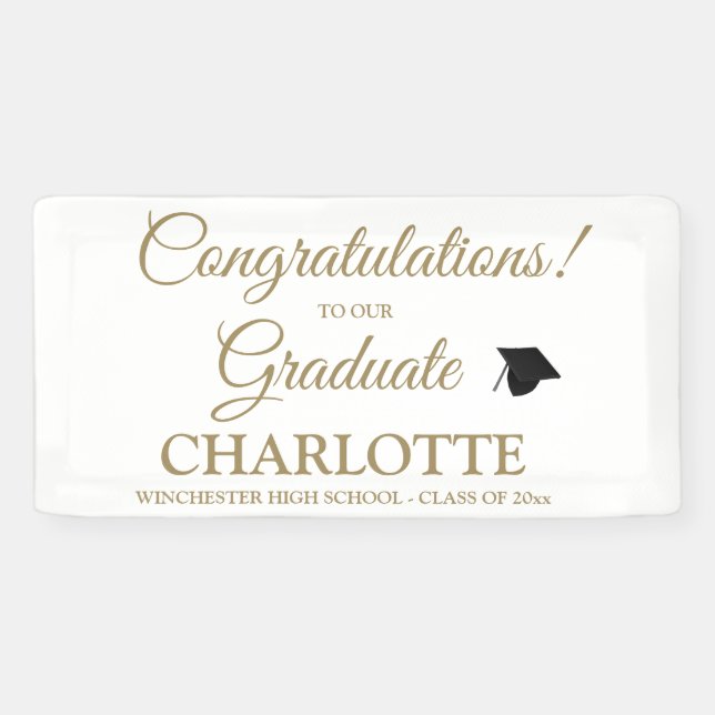 Congratulations graduate custom gold script text banner (Horizontal)