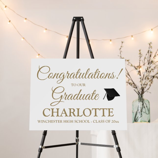 Congratulations graduate custom gold script text foam board (In Situ (Stand))