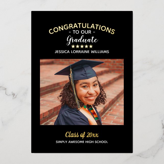 Congratulations Graduate Custom Photo Graduation Foil Invitation (Front)