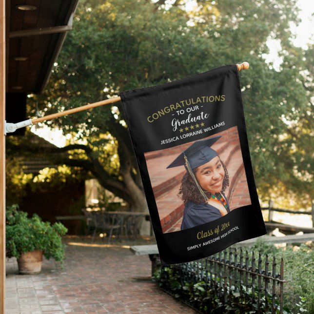Congratulations Graduate Custom Photo Graduation House Flag (In SItu)