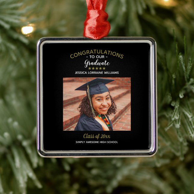 Congratulations Graduate Custom Photo Graduation Metal Ornament (Tree)