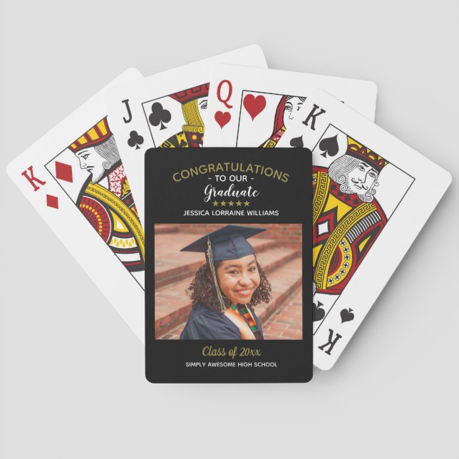 Congratulations Graduate Custom Photo Graduation Poker Cards (Back)