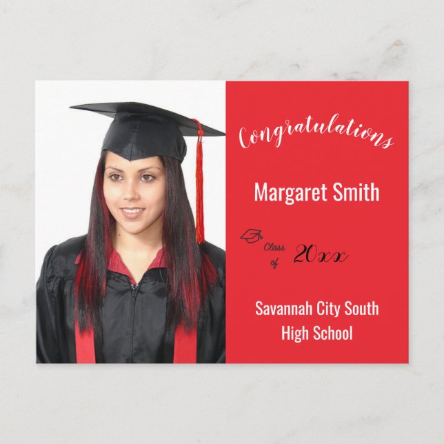 Congratulations Graduate Custom Photo Year School Postcard (Front)