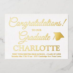 Congratulations graduate custom script graduation foil invitation