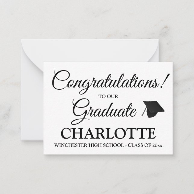 Congratulations graduate custom script graduation note card (Front)