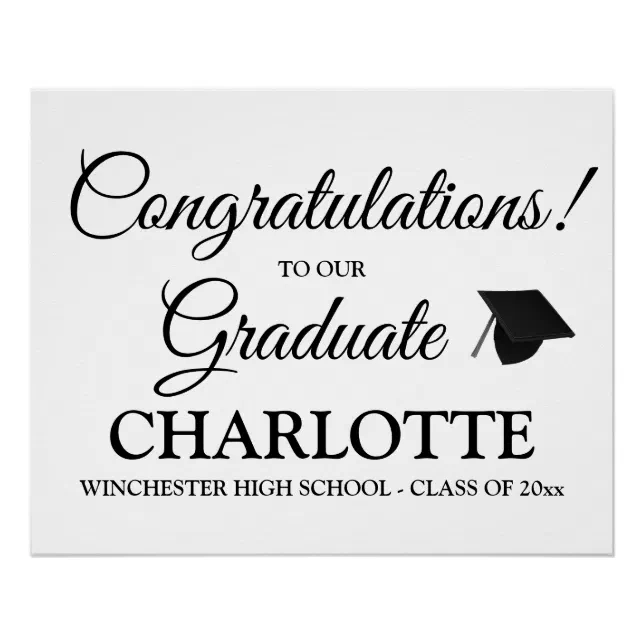 Graduate Long Script Vector Congratulations graduate custom script graduation poster | Zazzle