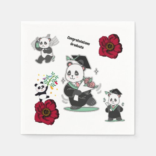 Congratulations Graduate Cute Panda Graduation Pap Napkins