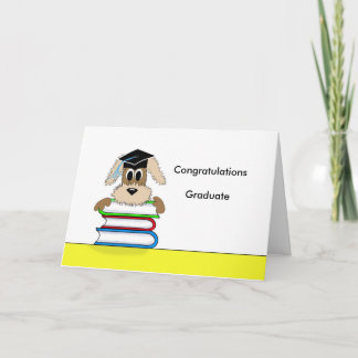 Congratulations Graduate Dog on Book Stack Card