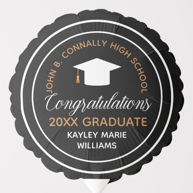 Congratulations Graduate Elegant Black Gold Party Balloon (Front)