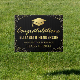 Congratulations Graduate Elegant Black Gold Sign