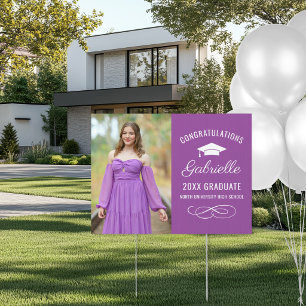 Congratulations Graduate Elegant Purple Photo Sign