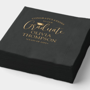 Congratulations Graduate Elegant Trendy Script Foil Napkins