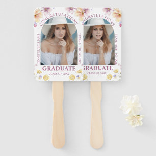 congratulations graduate floral photo stylish hand fan