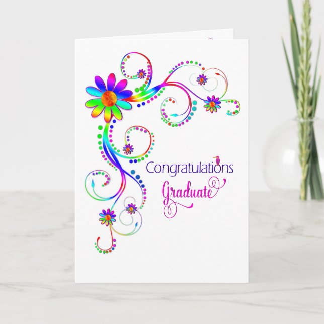 Congratulations Graduate, Floral-Vivid Colors Card (Front)