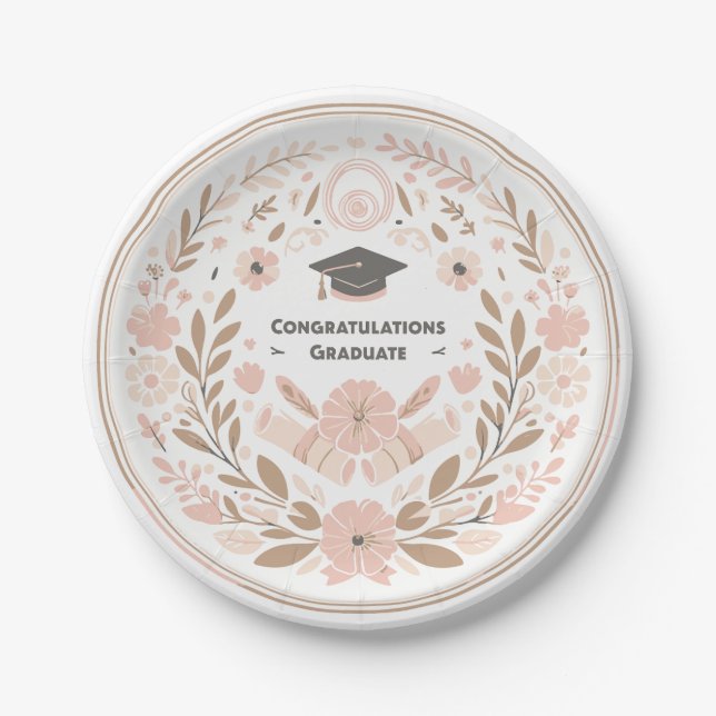 Congratulations Graduate Girly Paper Plates (Front)