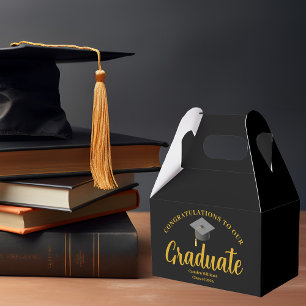 Congratulations Graduate Gold Black Formal Party Favor Boxes