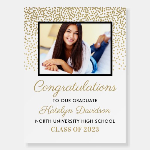 Congratulations Graduate Gold Confetti Photo Foam Board | Zazzle