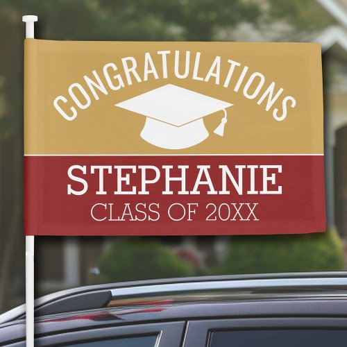 Congratulations Graduate Gold Maroon Graduation Car Flag