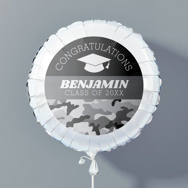 Congratulations Graduate Graduation Black Camo Balloon (Personalized Graduation Balloon)