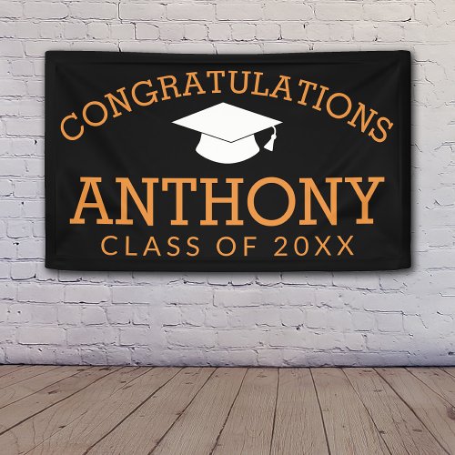 Congratulations Graduate Graduation Black Orange Banner