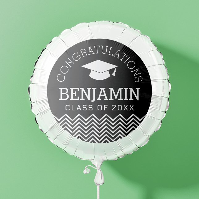 Congratulations Graduate Graduation - Black White Balloon (Personalized Graduation Balloon)